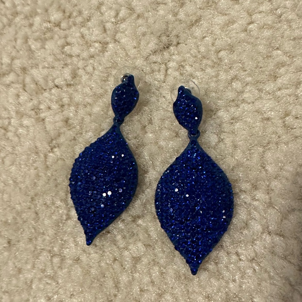 Royal Blue Sparkly Drop Earrings